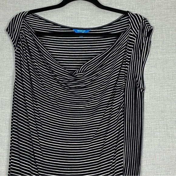 Derek Lam Dress Sz Medium Striped Drop Waist Cap Sleeves Midi Length - Picture 2 of 9